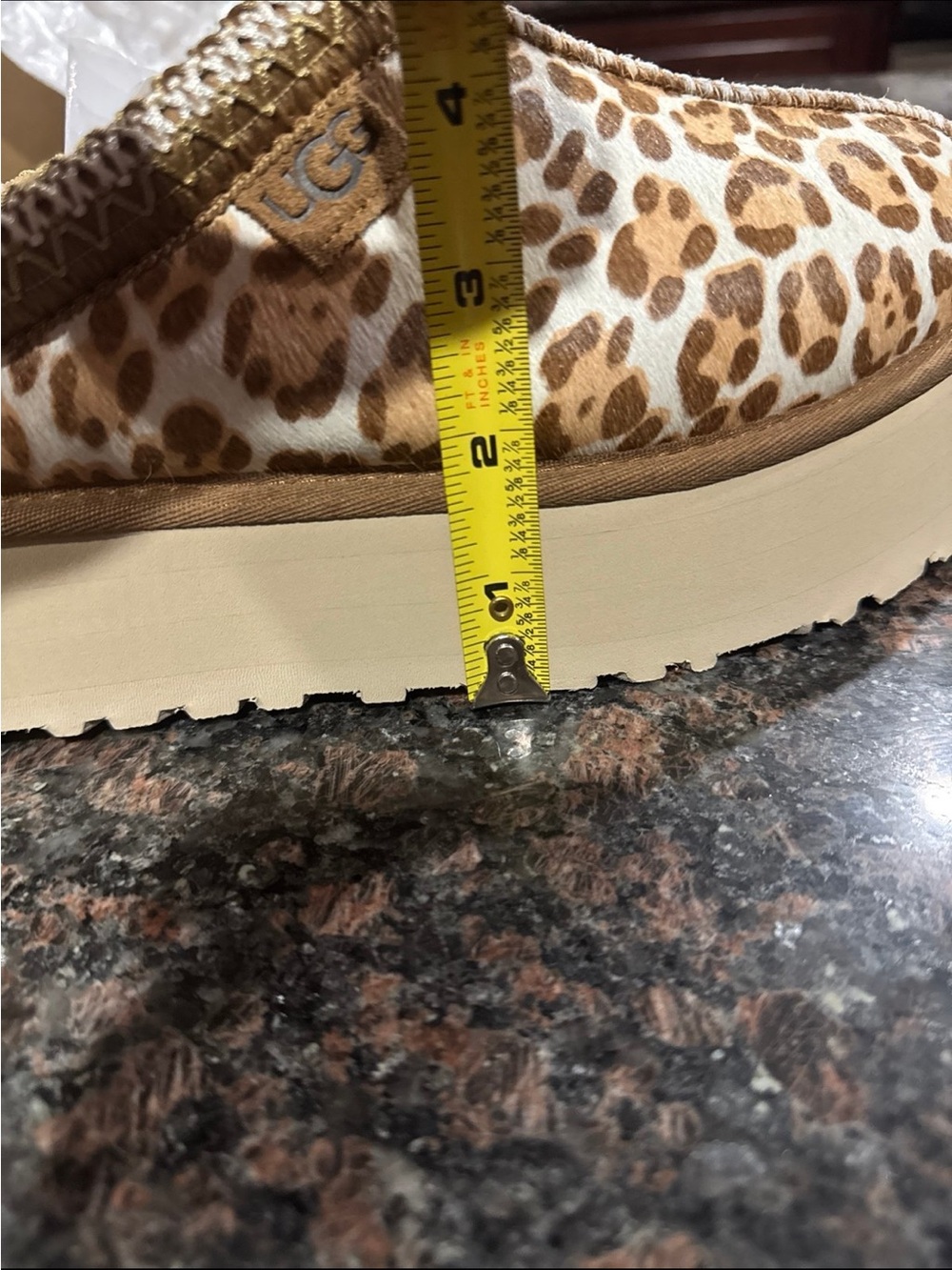 UGG Tazz Plains Mules - Leopard Print Brown/Tan - Picture 7 of 9